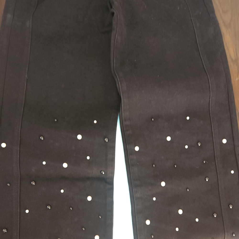 Homme Femme LA Black Denim Pearls Size 28